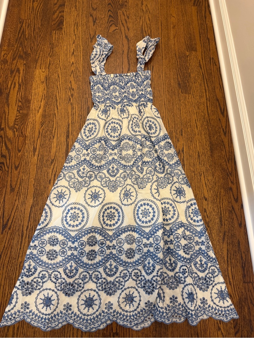 Goodnight Macaroon Blue and White Printed Dress